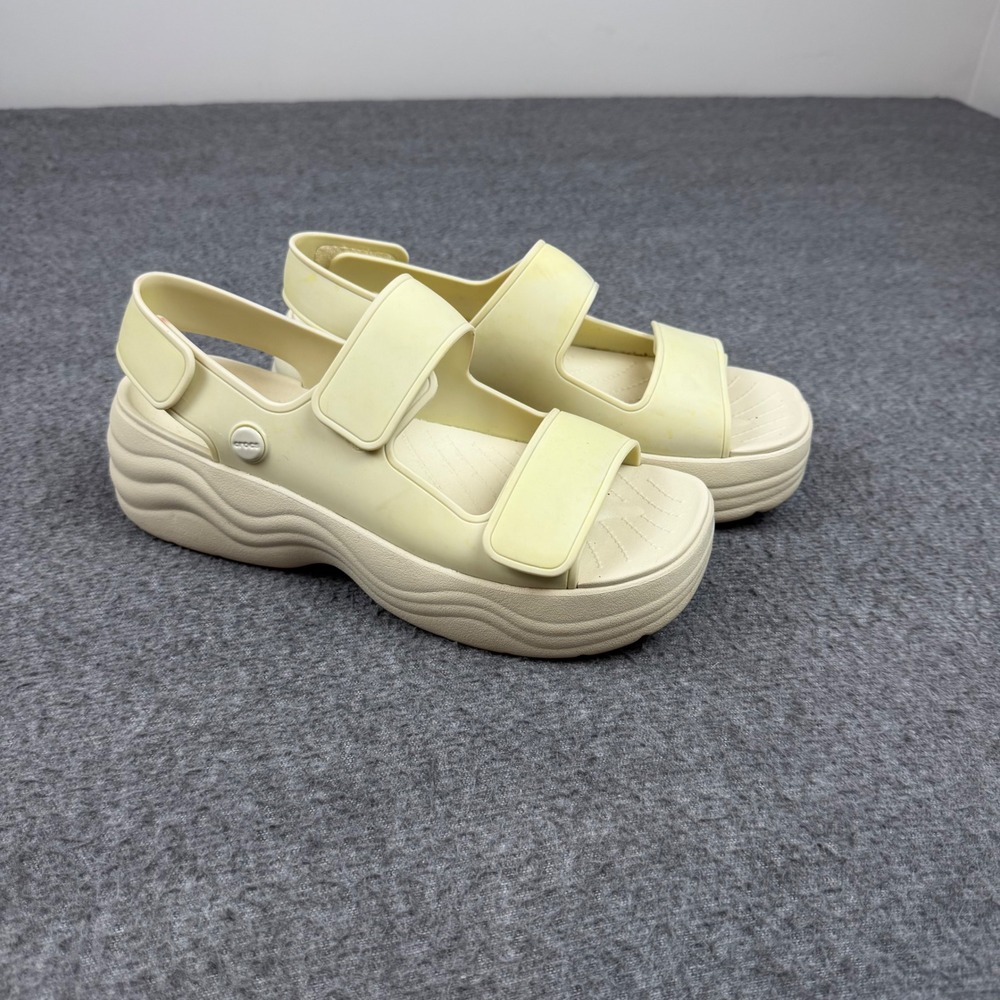 Crocs Crush Sandal Women's 8 Yellow Platform Chunky Two-Strap Slingback 207521
